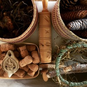 cones, corks, sticks, bulbs and other natural materials