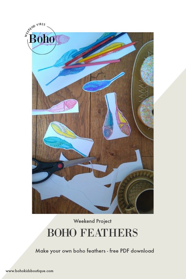 boho feathers free PDF printable party diy craft idea