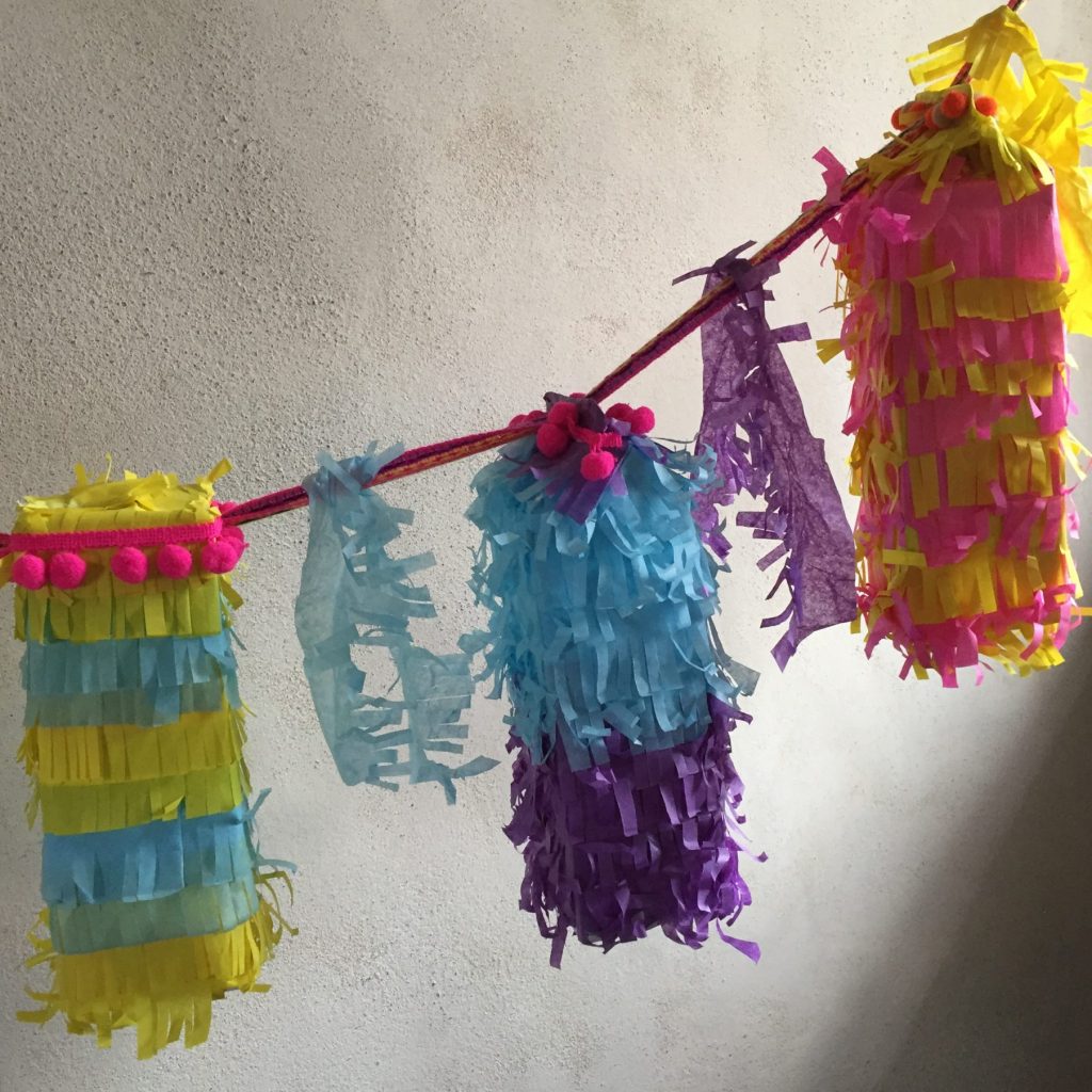 sustainable party decorations milk carton pinatas garland