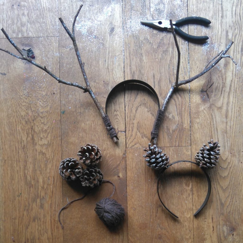 woodland animal headbands made with twigs and cones easy nature craft idea from the awesome childhood project blog