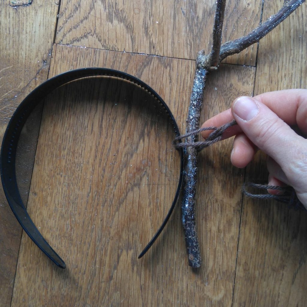 tie sticks on with wool antlers headbands made with twigs nature play the awesome childhood project blog
