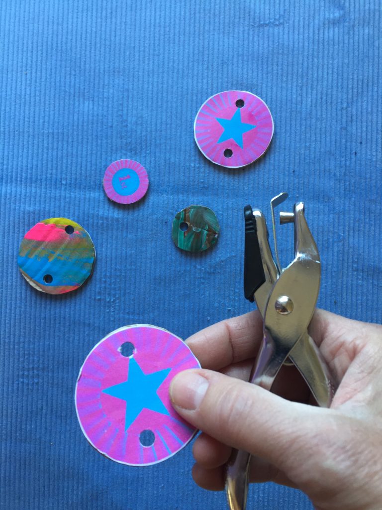 punch holes in your free unicorn kids craft printable shapes to make threadable beads kids cardboard art making junk necklaces with children