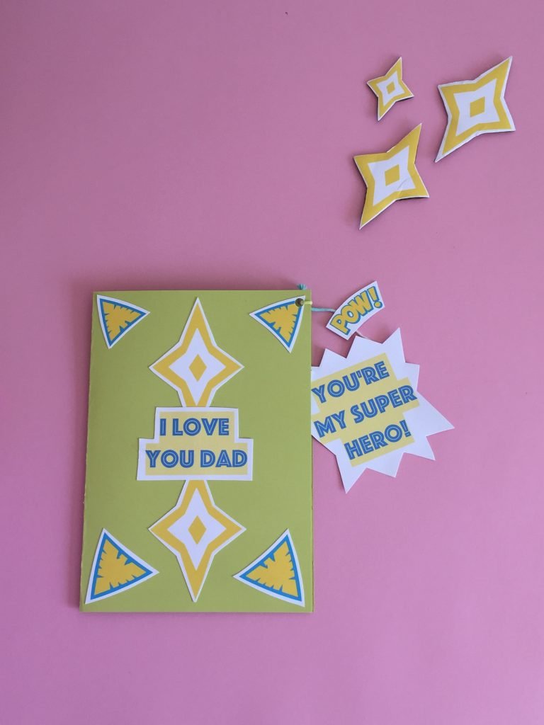 a homemade fathers day card with a simple and sweet pop-up effect with a special message for dad