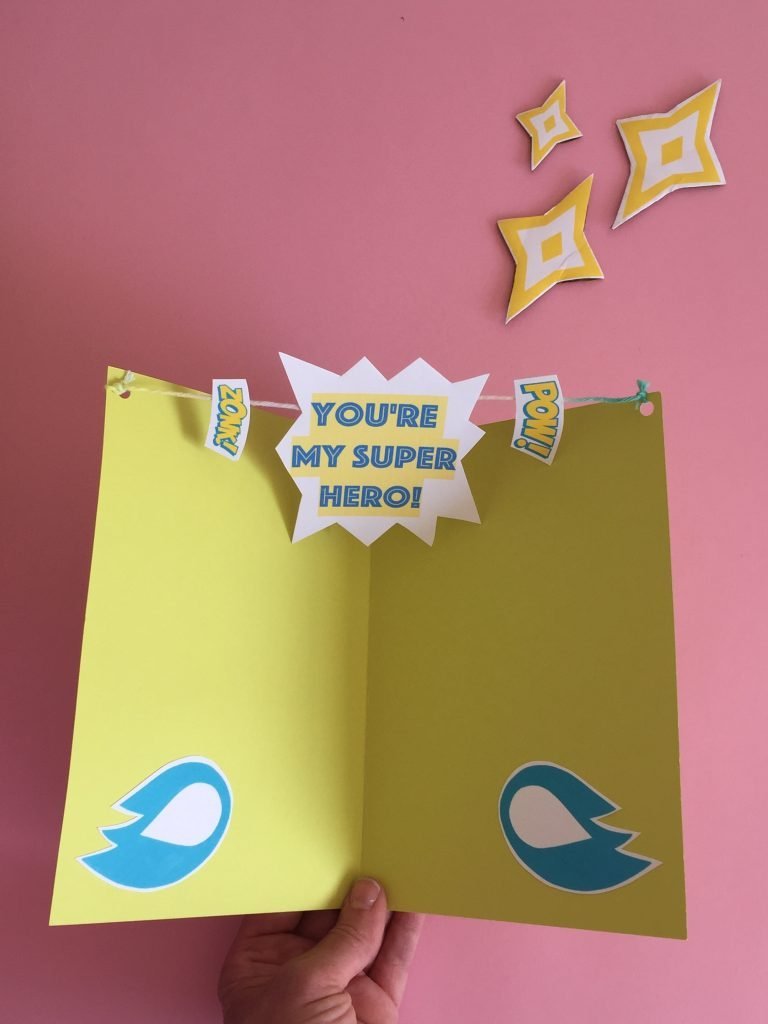 our finished handmade pop up - you're my superhero - fathers day card