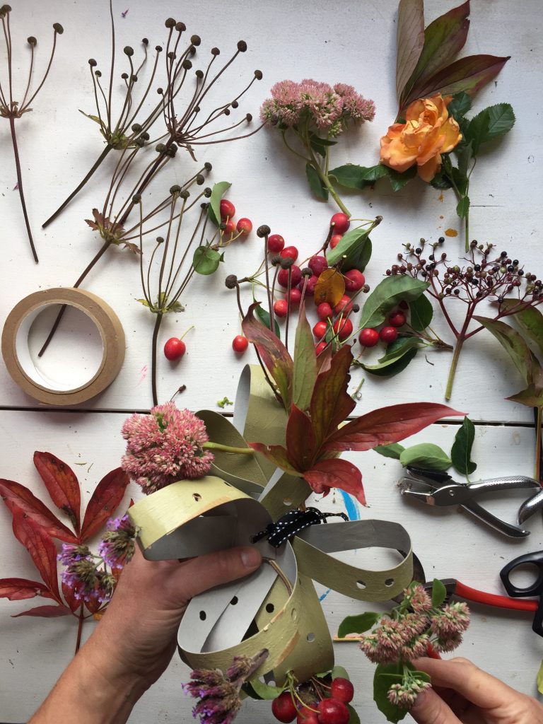 get happy making a recycled cardboard floral fascinator - a great autumn craft for adults