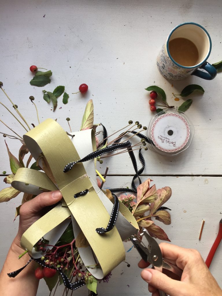 add velvet ribbon to the base of your autumn fascinator adult diy craft